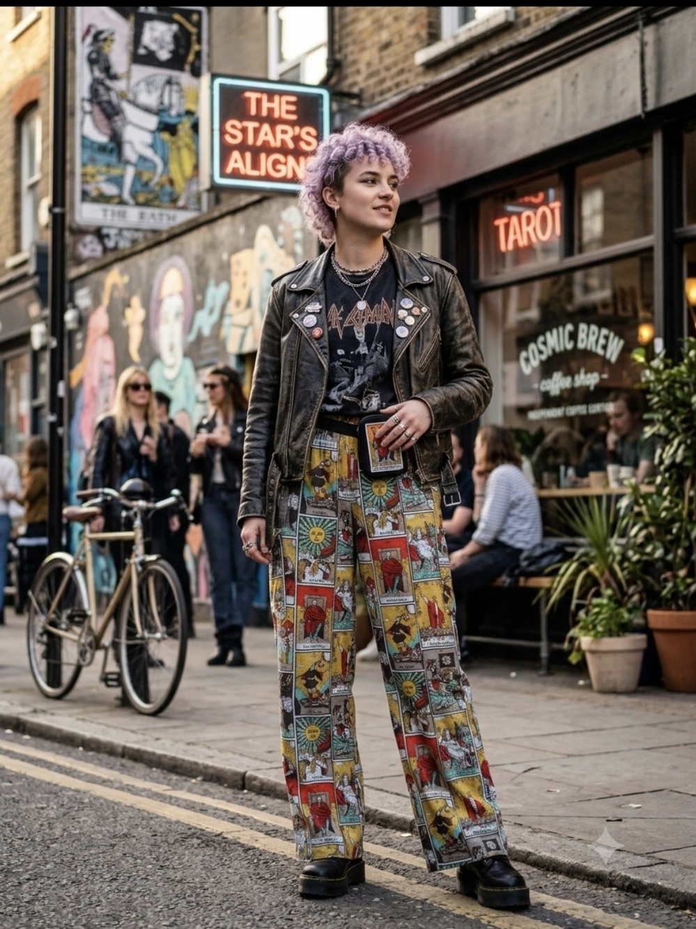 Tarot Print Wide-Leg Pants in Multicolor